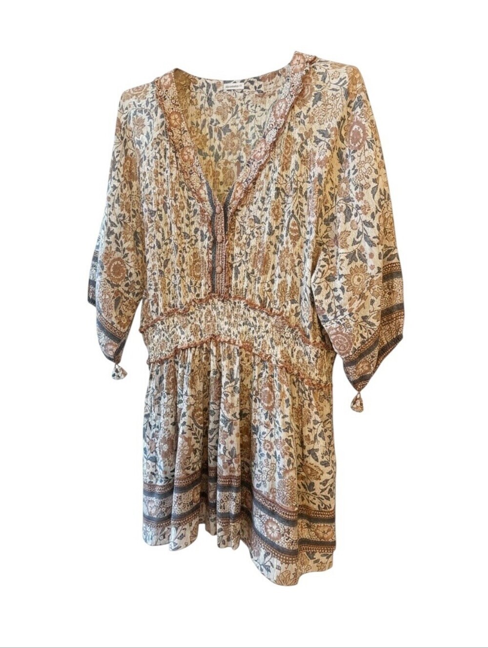 Poupette St Barth Ariel Mini Dress in White Pink Celery Approx  Size L/XL 10-12 - Picture 2 of 9